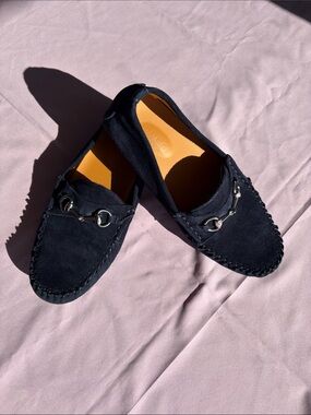 Gucci Black Suede Horsebit Driving Loafers
